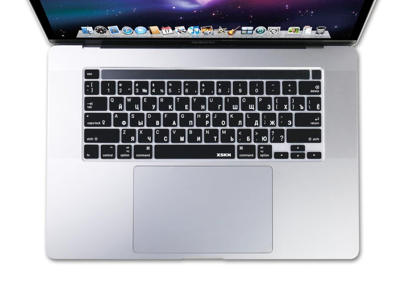 XSKN Russian/English Bilingual Black Silicone Keyboard Cover Skin for 2019 New MacBook Pro 16 inch A2141 and 2020 New MacBook Pro 13.3 inch A2338 M1/A2251/A2289 with Touch Bar & Touch ID US Version - Image 2